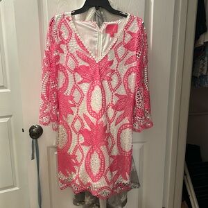 Lilly Pulitzer, new without tags, lace, pink and white romper/dress
